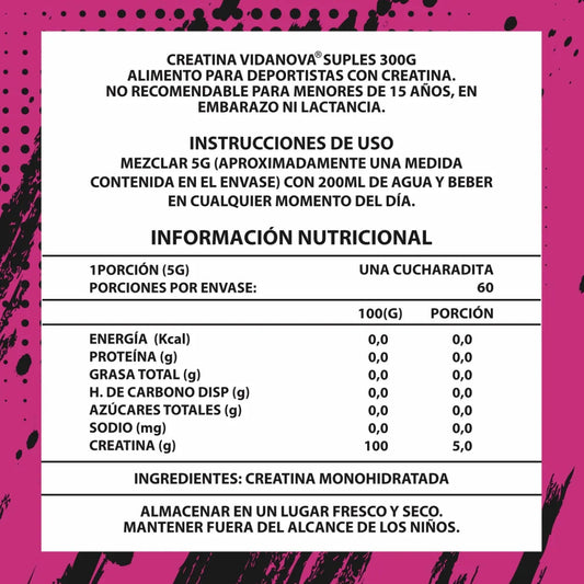 Ingredientes creatina mujer monohidratada micronizada 300 g 200 mesh