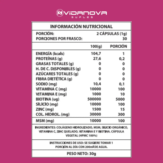 BIOTINA + COLÁGENO 1000MG 60CAPS