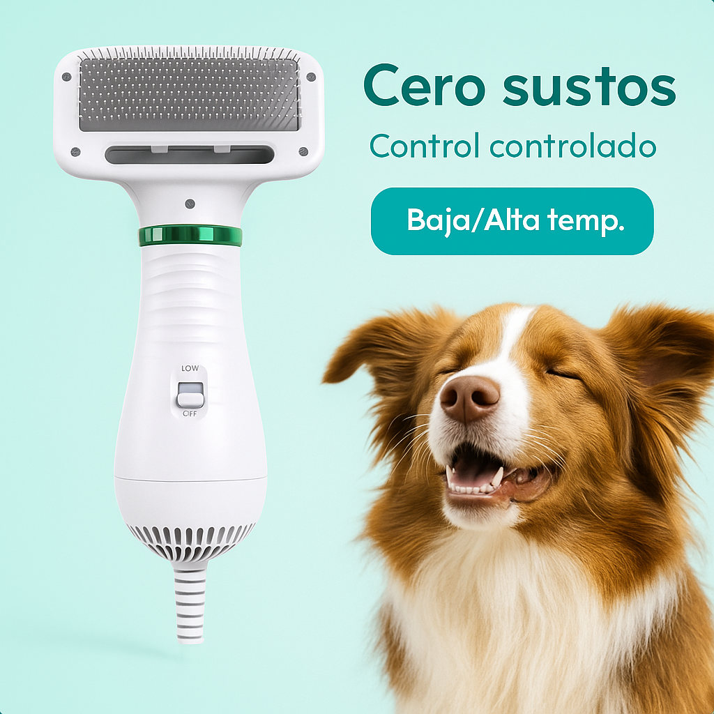 Secador Cepillo Pelo Mascotas 2 En 1